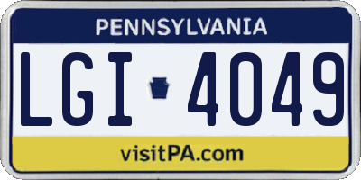 PA license plate LGI4049