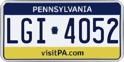 PA license plate LGI4052