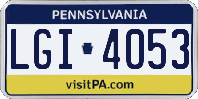 PA license plate LGI4053