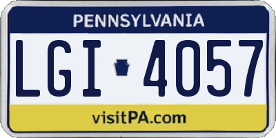 PA license plate LGI4057