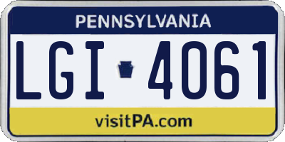 PA license plate LGI4061