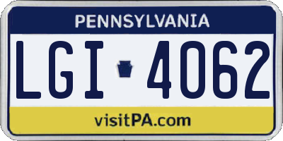 PA license plate LGI4062
