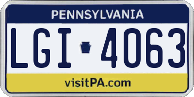 PA license plate LGI4063