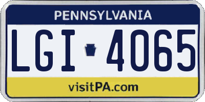 PA license plate LGI4065