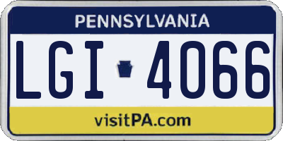 PA license plate LGI4066