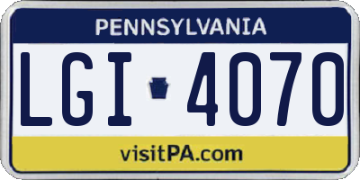 PA license plate LGI4070
