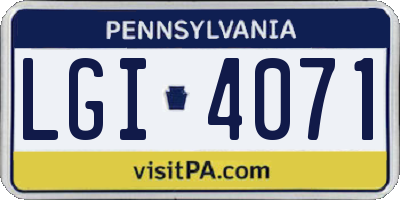 PA license plate LGI4071