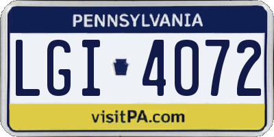 PA license plate LGI4072
