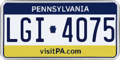 PA license plate LGI4075
