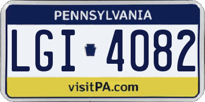 PA license plate LGI4082