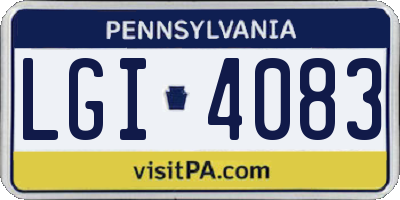 PA license plate LGI4083
