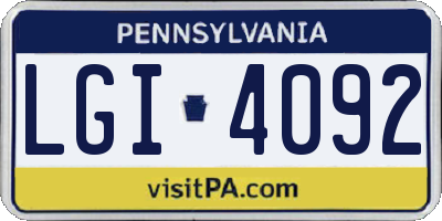 PA license plate LGI4092