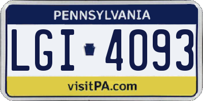 PA license plate LGI4093