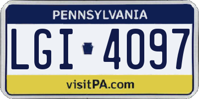 PA license plate LGI4097