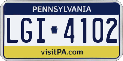 PA license plate LGI4102