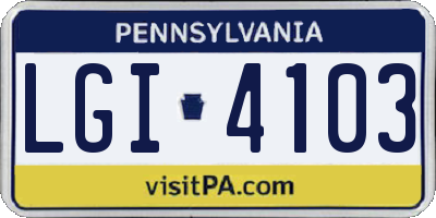 PA license plate LGI4103