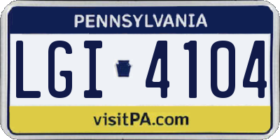 PA license plate LGI4104