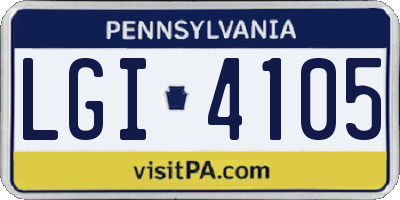 PA license plate LGI4105