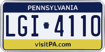 PA license plate LGI4110