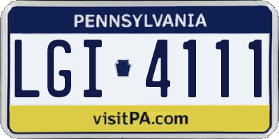 PA license plate LGI4111