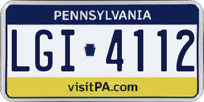 PA license plate LGI4112