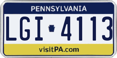PA license plate LGI4113