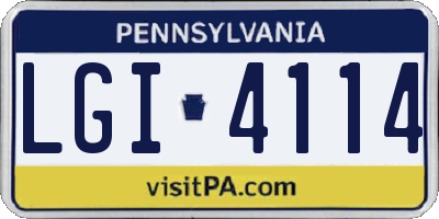 PA license plate LGI4114