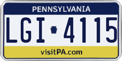 PA license plate LGI4115