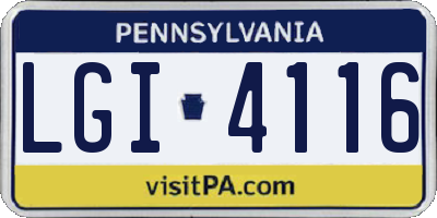 PA license plate LGI4116