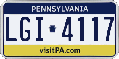 PA license plate LGI4117