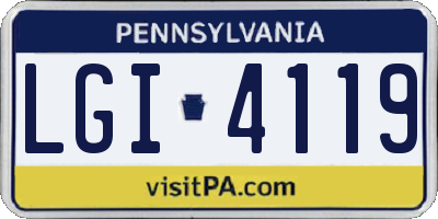 PA license plate LGI4119