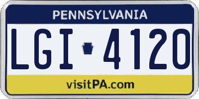 PA license plate LGI4120