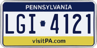 PA license plate LGI4121