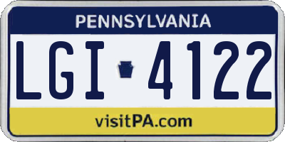 PA license plate LGI4122