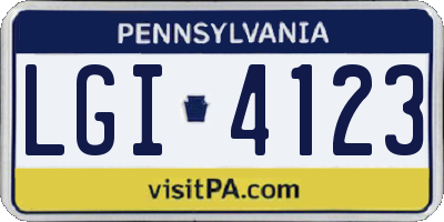 PA license plate LGI4123
