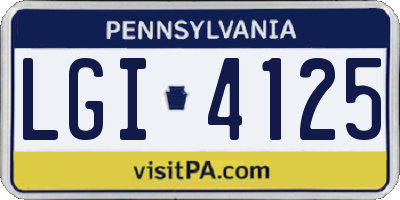 PA license plate LGI4125