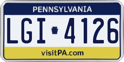 PA license plate LGI4126