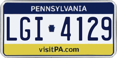 PA license plate LGI4129