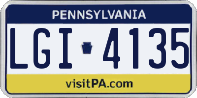 PA license plate LGI4135