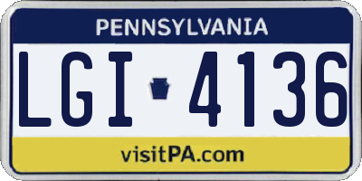 PA license plate LGI4136