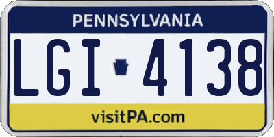 PA license plate LGI4138