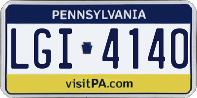 PA license plate LGI4140