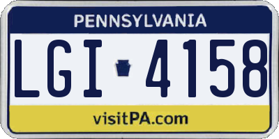 PA license plate LGI4158