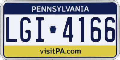 PA license plate LGI4166