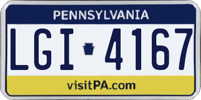 PA license plate LGI4167