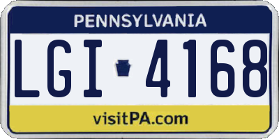 PA license plate LGI4168