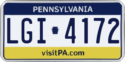 PA license plate LGI4172