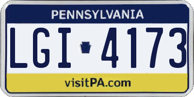 PA license plate LGI4173