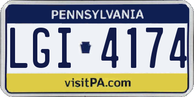 PA license plate LGI4174