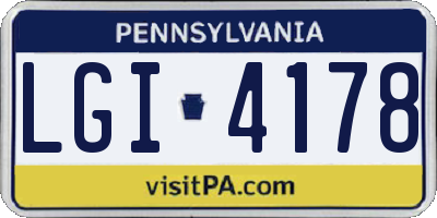 PA license plate LGI4178
